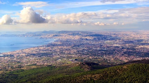 View of Naples with Vesuvius. Naples, Italy. Time Lapse